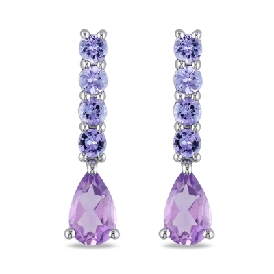 Trang sức Mythos Claw Amethyst Silver Drop Earrings For Women