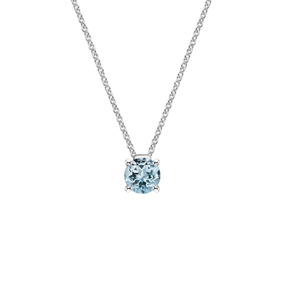 Vòng cổ kim cương Aquamarine (vàng trắng 14k, aquamarine hình quả lê 6x9mm, kim cương .10cttw.)