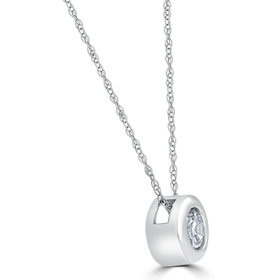 Vòng cổ mặt dây chuyền Solitaire Kim cương tròn 1/4 ct Vàng trắng 14k 18&quot; (4.1)4.1 sao trên 7 đánh giá7 đánh giá