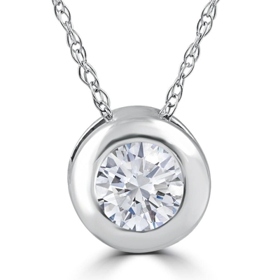 Vòng cổ mặt dây chuyền Solitaire Kim cương tròn 1/4 ct Vàng trắng 14k 18&quot; (4.1)4.1 sao trên 7 đánh giá7 đánh giá