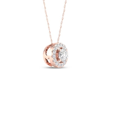 Vòng cổ mặt dây chuyền kim cương tròn 1/6Ct TDW vàng hồng 10k
