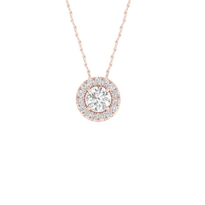 Vòng cổ mặt dây chuyền kim cương tròn 1/6Ct TDW vàng hồng 10k