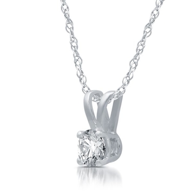Vòng cổ mặt dây chuyền solitaire kim cương hình tròn 1/5ct Vàng trắng 14K