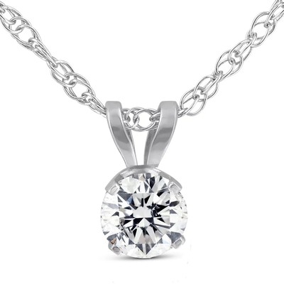 Vòng cổ mặt dây chuyền solitaire kim cương hình tròn 1/5ct Vàng trắng 14K