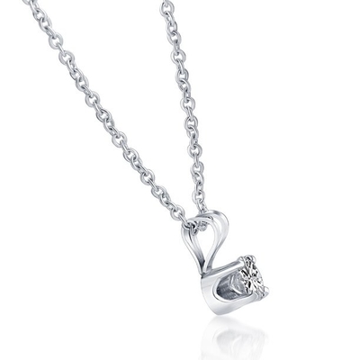 Viên kim cương cắt hình quả lê 0,33 Carat - Solitaire - Vòng cổ có mặt nạ không viền - Vàng trắng 10K
