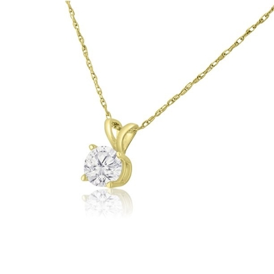 Vòng cổ Solitaire kim cương 1/2 Carat bằng vàng hồng 14 karat (Màu J-K, Độ trong I1-I2)