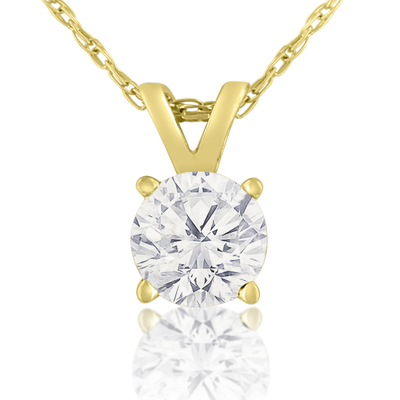 Vòng cổ Solitaire kim cương 1/2 Carat bằng vàng hồng 14 karat (Màu J-K, Độ trong I1-I2)