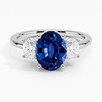 Bộ nhẫn Sapphire Indigo Melody với Sapphire tròn xanh lam cao cấp 6 mm