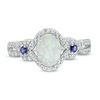Opal hình trái tim 5.0mm và 1/8 CT. T.W. Nhẫn khung kim cương bằng bạc