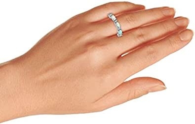 Nhẫn CZ mỏng có thể xếp chồng lên nhau 1/2 Eternity Oval Blue Pink Created Opal Band Nhẫn cho nữ