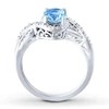 Nhẫn đính hôn 3 viên đá Topaz xanh Thụy Sĩ cổ điển và 3 viên kim cương Bạc 925