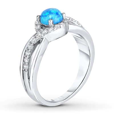 Phòng thí nghiệm đã tạo ra nhẫn đá opal xanh Topaz trắng bằng bạc 925