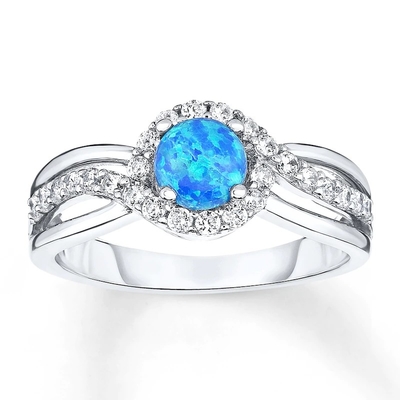 Phòng thí nghiệm đã tạo ra nhẫn đá opal xanh Topaz trắng bằng bạc 925