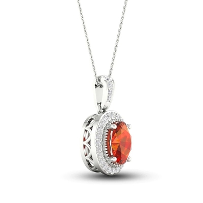Natural Citrine Lab Đã Tạo Vòng Cổ Sapphire Trắng Vàng Trắng 10K 18&quot;