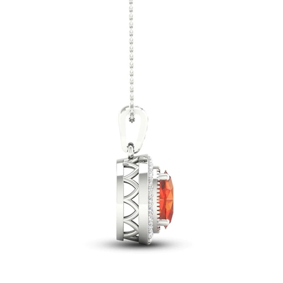 Natural Citrine Lab Đã Tạo Vòng Cổ Sapphire Trắng Vàng Trắng 10K 18&quot;