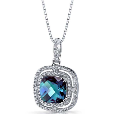 Bán Buôn Trang Sức Bạc 925 Thời Trang CZ Nữ Vòng Cổ Phòng Tạo Ra Alexandrite Mặt Dây Chuyền Đá