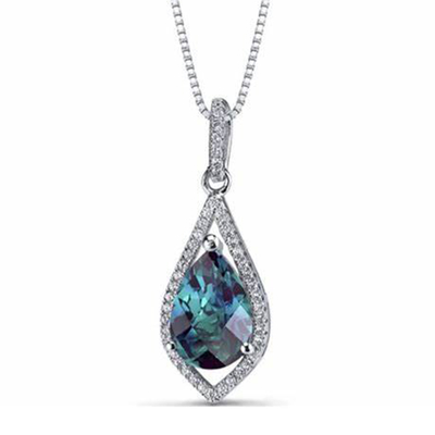 Bán Buôn Trang Sức Bạc 925 Thời Trang CZ Nữ Vòng Cổ Phòng Tạo Ra Alexandrite Mặt Dây Chuyền Đá