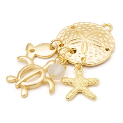 Vòng tay sinh vật biển vàng 14kt 7 inch Seashore Trang sức tinh xảo Quà tặng lý tưởng cho phụ nữ Bộ quà tặng từ trái tim