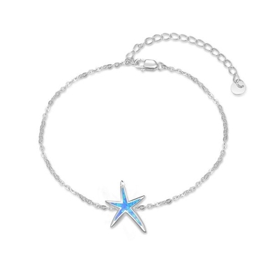 Vòng Tay Bạc 925 Hải Lý Sao Biển Bãi Biển Sinh Vật Biển Charm Vòng Chân Nữ Liên Kết Vòng Tay Mắt Cá Chân