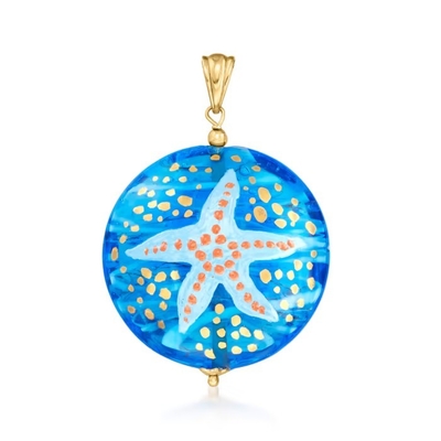 Mặt dây chuyền sao biển bằng thủy tinh Murano của Ý bằng vàng 18kt trên đồng bảng Anh