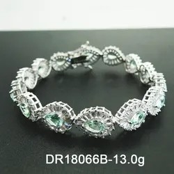 Trang Sức CZ Bạc 925 Hình Trái Lê Cắt Spinel Xanh Giọt Nước Bóng Vòng Tay