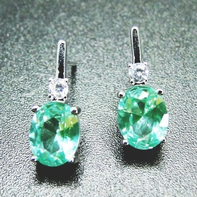 Xanh Spinels Đính Đá Cubic Zircon Vòng Bông Tai Bạc 925 Nguyên Chất Bộ Trang Sức Thời Trang