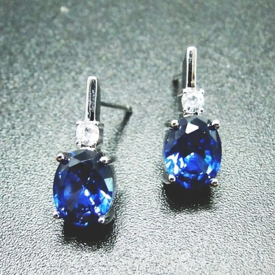 Xanh Spinels Đính Đá Cubic Zircon Vòng Bông Tai Bạc 925 Nguyên Chất Bộ Trang Sức Thời Trang