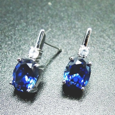 Bông Tai Nữ Bông Tai Mạ Vàng 14K Hình Bầu Dục Cắt Topaz CZ Nữ Đá Quý Tự Nhiên Bông Tai Đinh