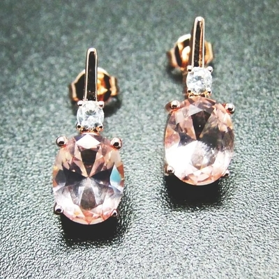 Bông Tai Nữ Bông Tai Mạ Vàng 14K Hình Bầu Dục Cắt Topaz CZ Nữ Đá Quý Tự Nhiên Bông Tai Đinh