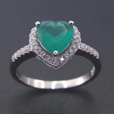 Bán Bạc 925 Hình Trái Tim Xanh Đính Đá Zircon Bộ Trang Sức Thời Trang Nữ Tặng