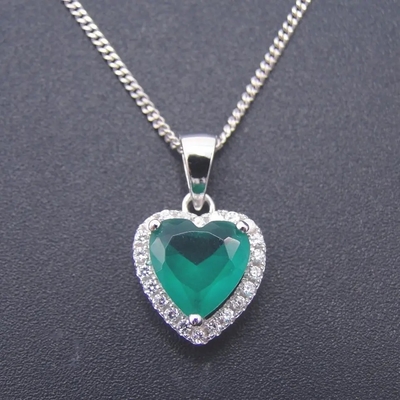 Bán Bạc 925 Hình Trái Tim Xanh Đính Đá Zircon Bộ Trang Sức Thời Trang Nữ Tặng