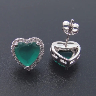 Bông Tai Nữ Bông Tai Mạ Vàng 14K Hình Bầu Dục Cắt Topaz CZ Nữ Đá Quý Tự Nhiên Bông Tai Đinh