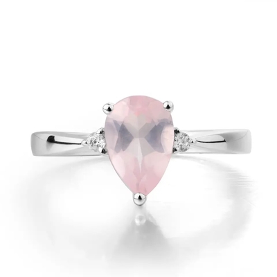 Sterling Silver Green Spinel Ring Hình quả lê thời trang Solitaire Wedding Engagement Ring