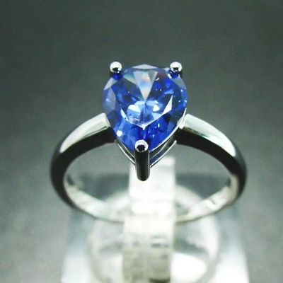 Sterling Silver Green Spinel Ring Hình quả lê thời trang Solitaire Wedding Engagement Ring