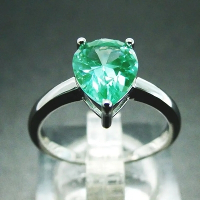 Sterling Silver Green Spinel Ring Hình quả lê thời trang Solitaire Wedding Engagement Ring