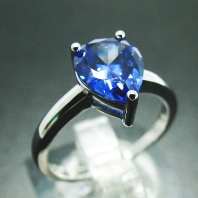 Sterling Silver Green Spinel Ring Hình quả lê thời trang Solitaire Wedding Engagement Ring