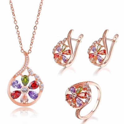 Garnet Morganite Peridot Crystal Zircon Set Bông tai Vòng cổ Mặt dây chuyền Nhẫn