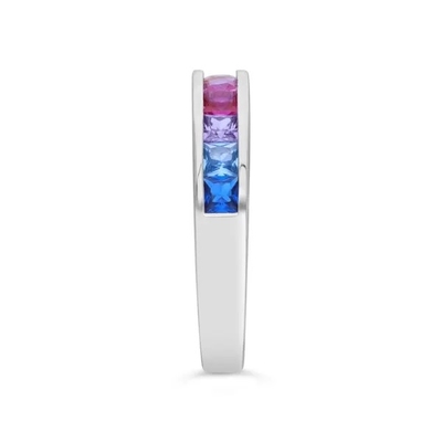 Sỉ Bạc 925 Cầu Vồng CZ Baguette Đá Nhẫn Nhiều Màu Nhẫn Đính Đá Zircon Cho Trang Sức Dự Tiệc