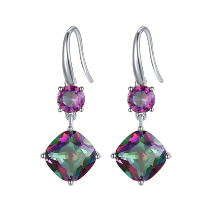Mới Bạc 925 CZ Rainbow Mystic Topaz Mystic Topaz Birthstone Tháng Nhẫn Đính Hôn