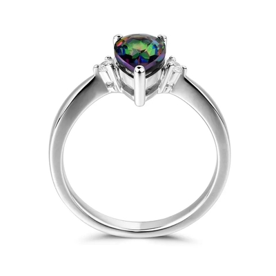 Mới Bạc 925 CZ Rainbow Mystic Topaz Mystic Topaz Birthstone Tháng Nhẫn Đính Hôn