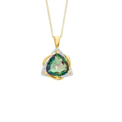 Nhẫn đính hôn đá quý mạ vàng hồng 14K Mystic Topaz White CZ Halo