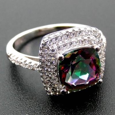 Bộ Trang Sức Bạc 925 Serling Nhẫn Đính Hôn Đá Topaz Huyền Bí