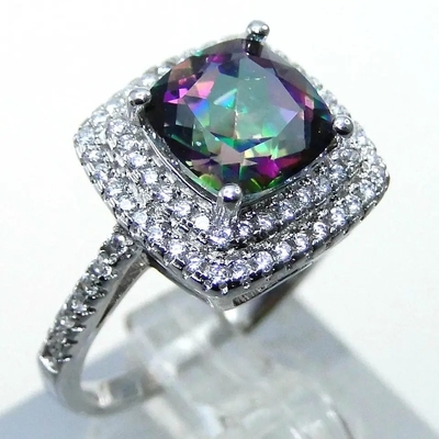 Bộ Trang Sức Bạc 925 Serling Nhẫn Đính Hôn Đá Topaz Huyền Bí