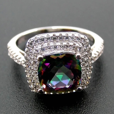 Bộ Trang Sức Bạc 925 Serling Nhẫn Đính Hôn Đá Topaz Huyền Bí