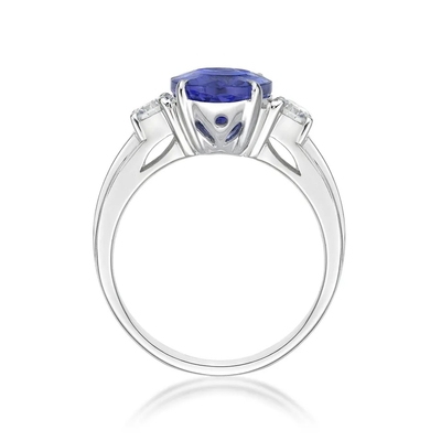 Chất Liệu Bạc 925 Bán Buôn Tanzanite Nhẫn Hình Bầu Dục Cắt Đá Xanh Tanzanite Cưới Nhẫn Đính Hôn