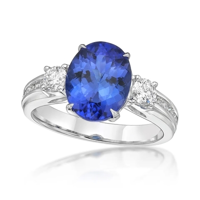 Chất Liệu Bạc 925 Bán Buôn Tanzanite Nhẫn Hình Bầu Dục Cắt Đá Xanh Tanzanite Cưới Nhẫn Đính Hôn