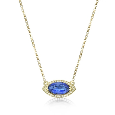 Vòng tay Tanzanite hình bầu dục cắt bằng bạc 925 mạ vàng vàng