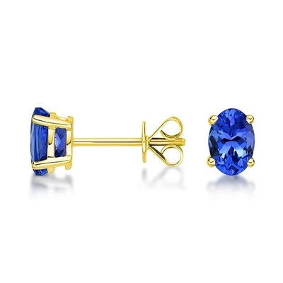 Trang sức cưới, Bông tai dài màu xanh đá Tanzanite Bạc 925 Mạ Rhodium