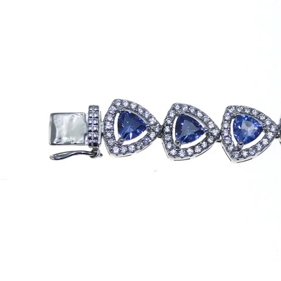 Trang sức thời trang Vòng tay quần vợt Tanzanite bạc 925 nghìn tỷ cắt