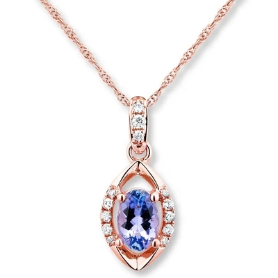 Bán buôn 925 Sterling Silver Rose Gold Plated Oval Cut Mặt dây chuyền Tanzanite